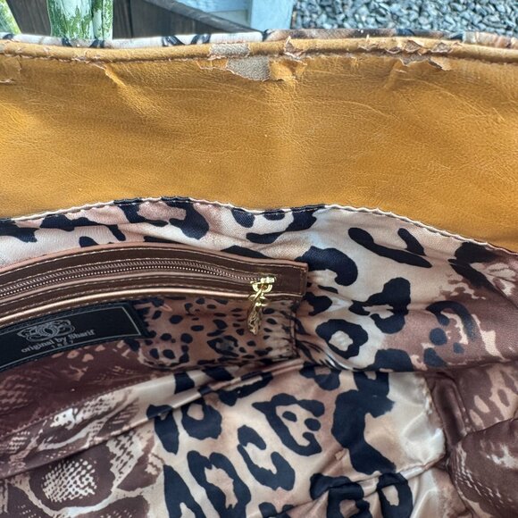 Sharif 1827 Snakeskin Print Shoulder Bag Embossed Vegan Leather NWT with Flaws - Picture 12 of 15